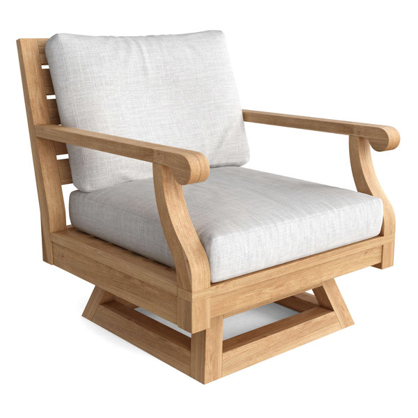 Rosecliff Heights Gatsby Teak Swivel Patio Chair with Sunbrella